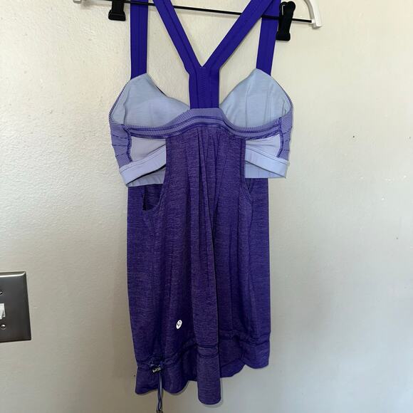 LULULEMON REST LESS TANK BRUISED BERRY WEE STRIPE w/BRA & CINCH BOTTOM SZ 4 - Picture 3 of 5